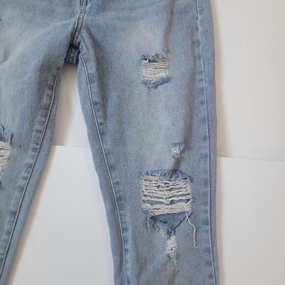 Princess Polly Distressed Raw Hem Skinny Jeans Size 0 Denim - Picture 3 of 9